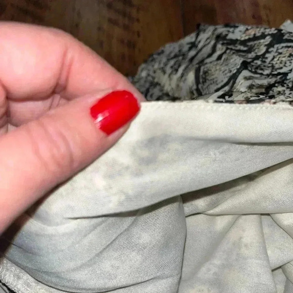 DO+BE plunge, ruffled skirt, snake print, waist tie, back zip, lined, mini dress - Picture 9 of 12